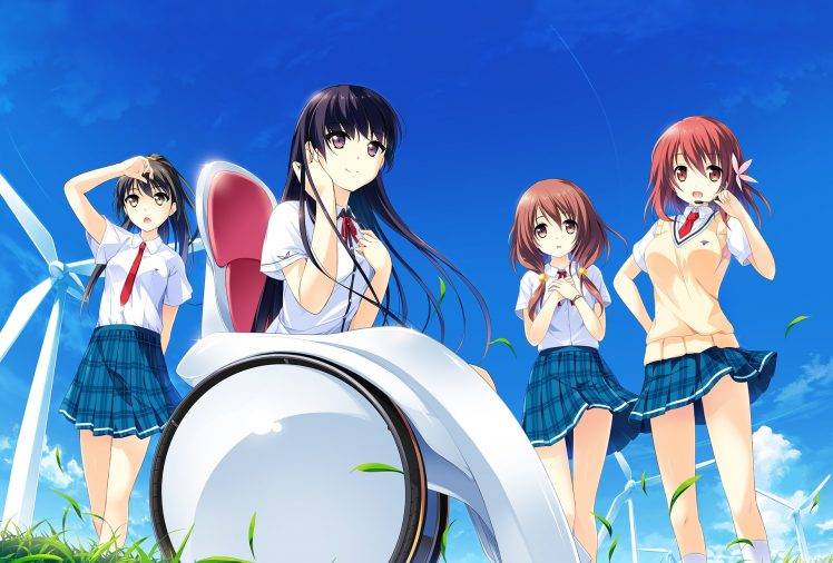 school Uniform, Anime Girls, Habane Kotori, Himegi Ageha, Himegi Hotaru, Kumoi Akari, Visual Novel HD Wallpaper Desktop Background