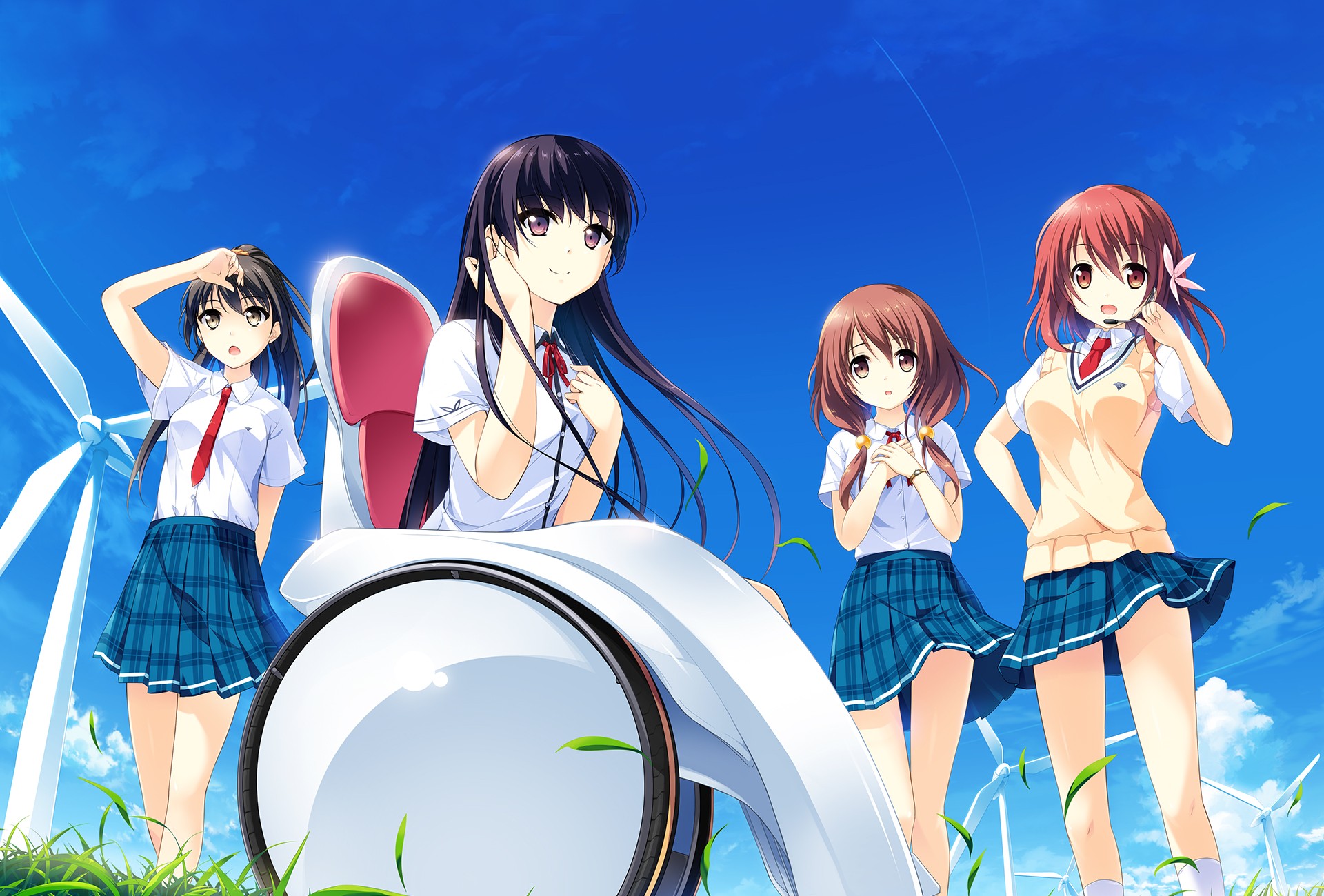 school Uniform, Anime Girls, Habane Kotori, Himegi Ageha, Himegi Hotaru, Kumoi Akari, Visual Novel Wallpaper