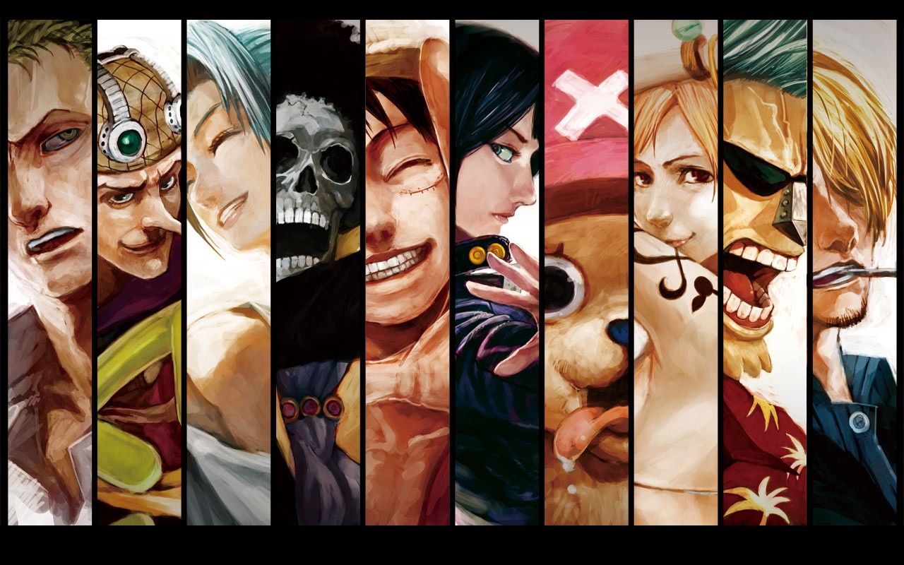 panels, Roronoa Zoro, Nami, Brook, Monkey D. Luffy, Nico Robin, Tony Tony Chopper, Sanji, Usopp, Princess Vivi, One Piece Wallpaper