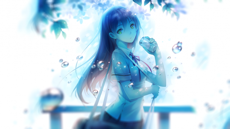 anime Girls, School Uniform, Water, Original Characters HD Wallpaper Desktop Background