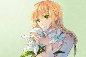 flowers, Anime Girls, Blonde, Green Eyes, Majo No Ie
