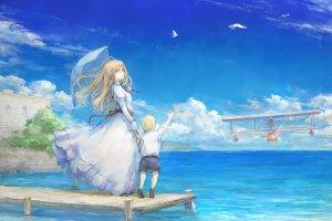 sky, Sea, Umbrella, Original Characters