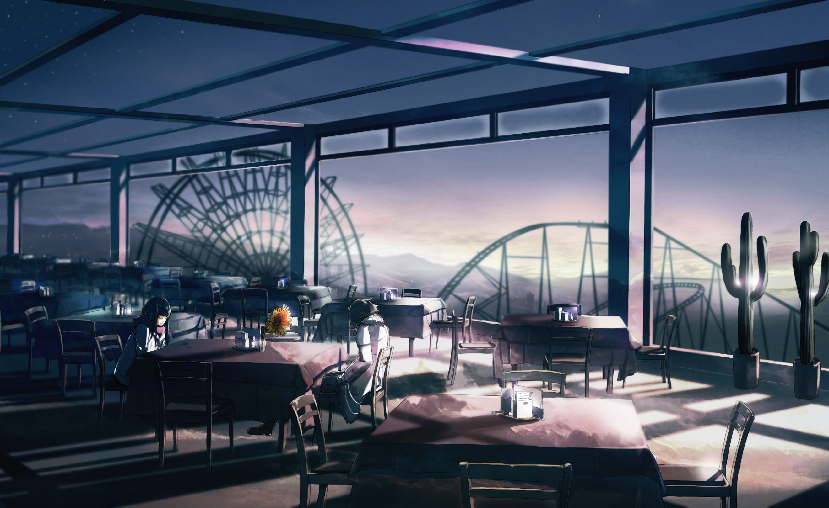 restaurant, Rollercoasters Wallpaper