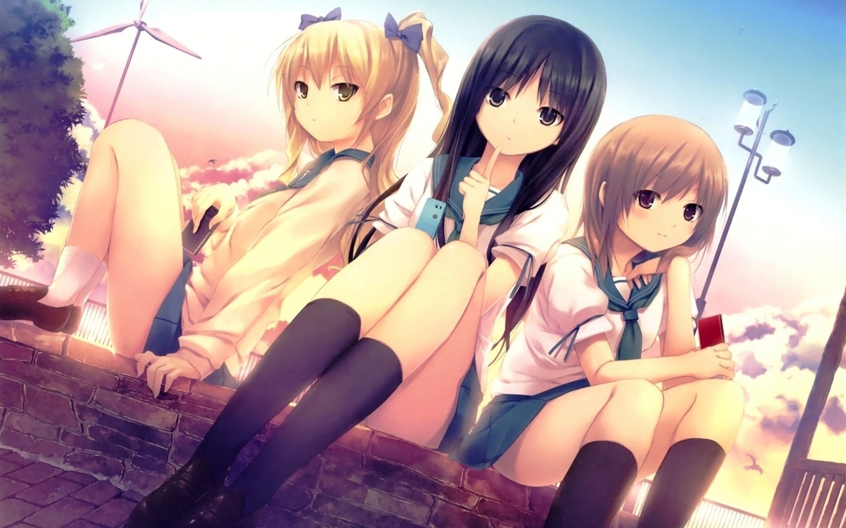 anime Girls, Coffee Kizoku, Hoshimiya Miyu, Kunimura Kotone, Nanjou Rena, Cure Girl Wallpaper