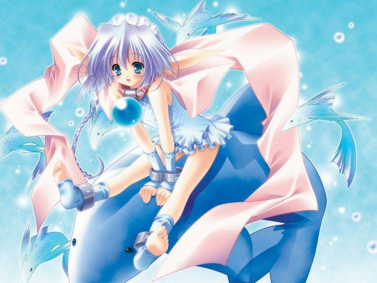 anime Girls, Anime, Fish, Moldavite HD Wallpaper Desktop Background
