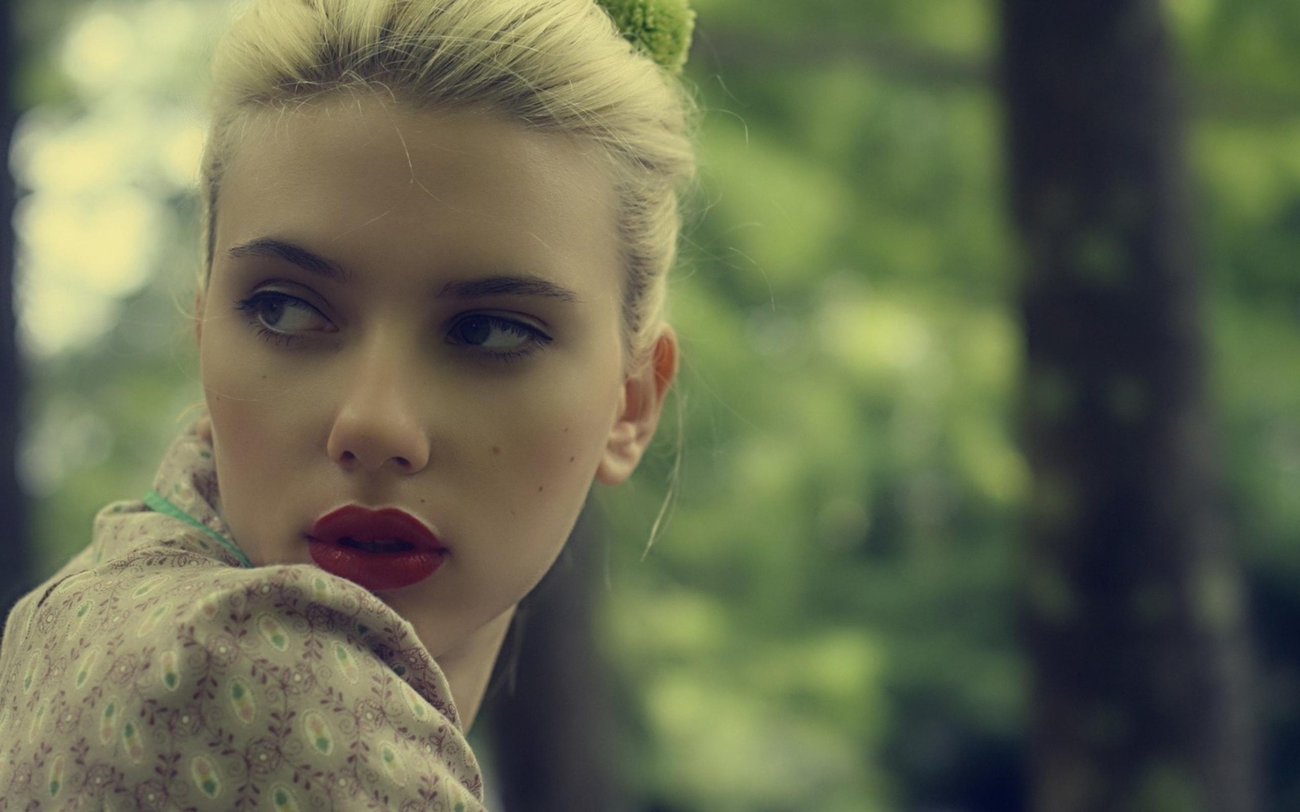 women, Smooth Skin, Red Lipstick, Blonde, Scarlett Johansson Wallpaper