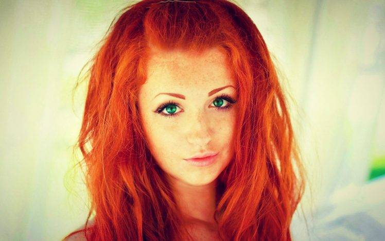women, Redhead, Freckles, Green Eyes, Photo Manipulation HD Wallpaper Desktop Background