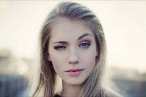blonde, Julia Sunstova, Blue Eyes, Women