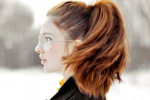 redhead, Glasses, Profile