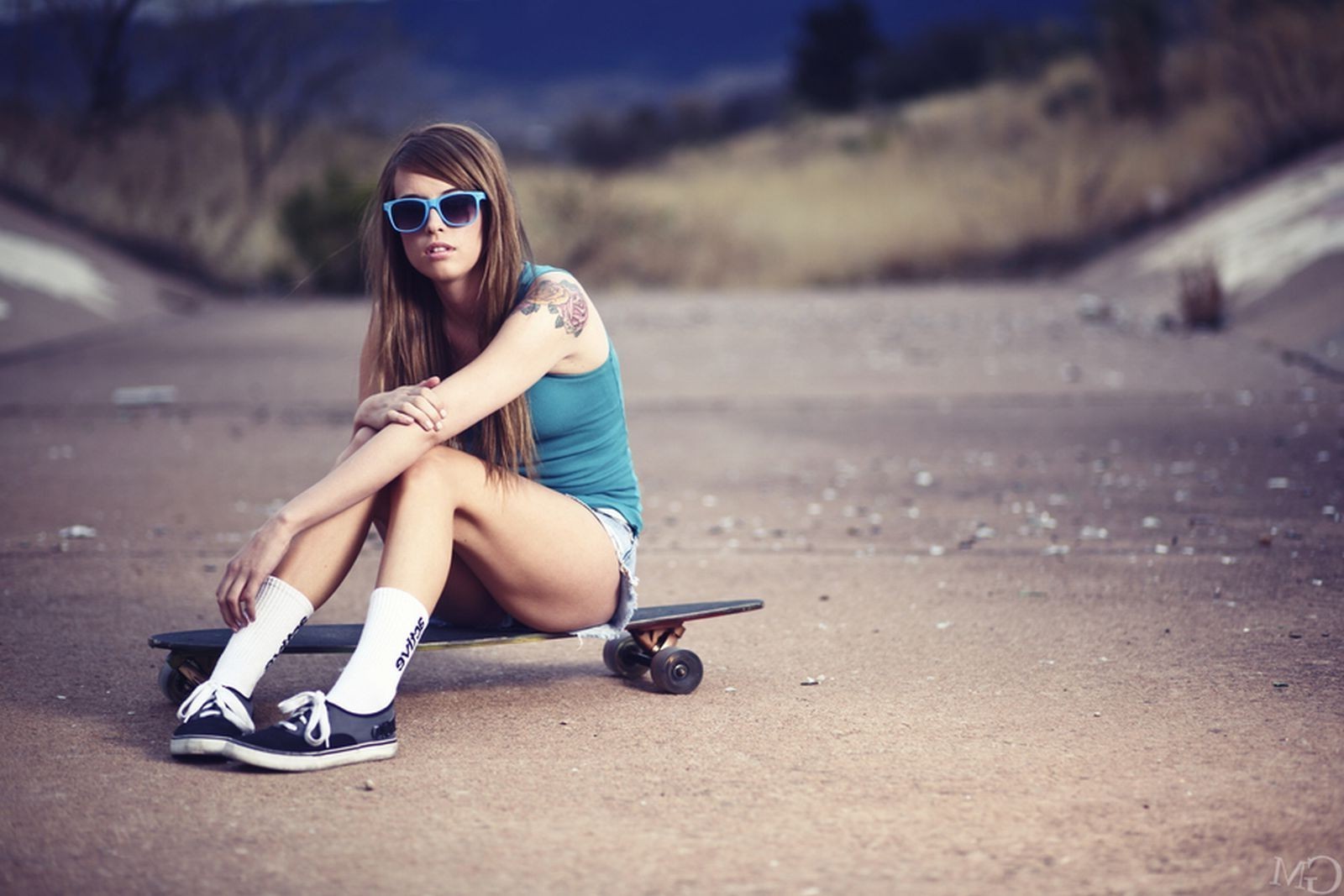 model, Skinny, Skating, Blue, Teravena Sugimoto Wallpaper