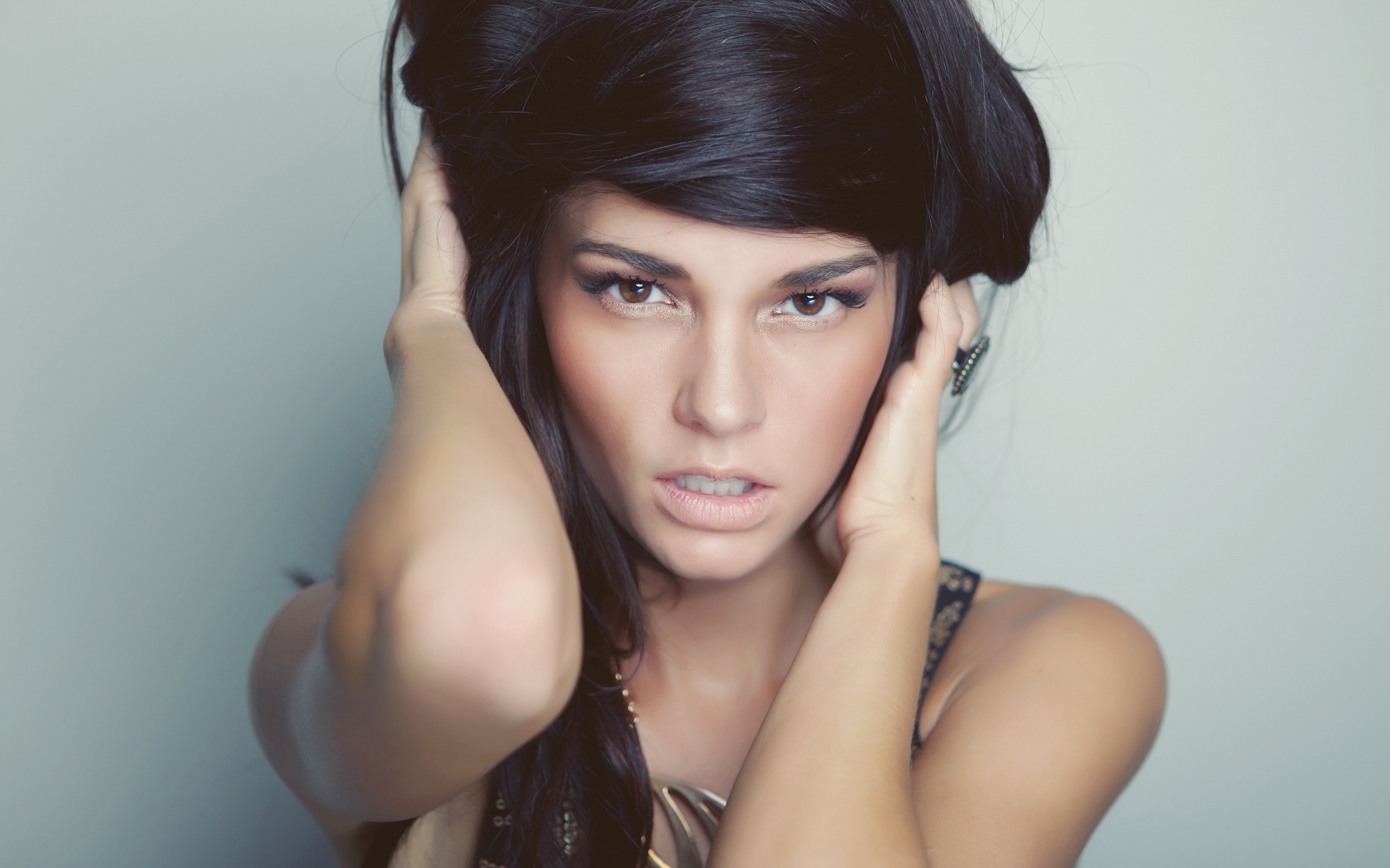 model, Dark Hair, Women, Face, Hazel Eyes Wallpapers HD ...