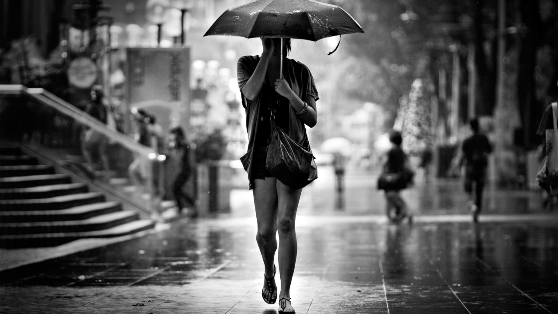 women, Rain Wallpaper