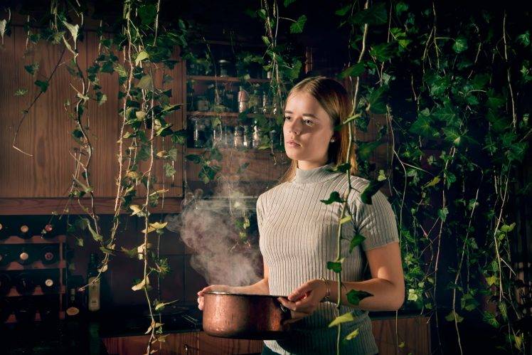 women, Model, Smoke, Straight Hair, Vines, Blonde, Sweater HD Wallpaper Desktop Background