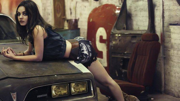 Mila Kunis, Women, Actress, Women With Cars, Brunette, Garages HD Wallpaper Desktop Background