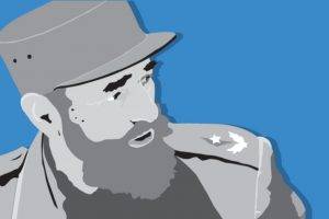 Fidel Castro, Blue Background