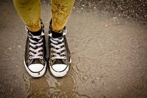 ripples, Rain, Shoes, Puddle, Converse