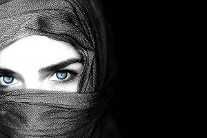 face, Selective Coloring, Blue Eyes, Black
