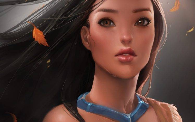 women, Pocahontas, Leaves HD Wallpaper Desktop Background
