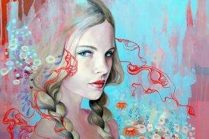 women, Artwork, Face, Blue Eyes, Blonde