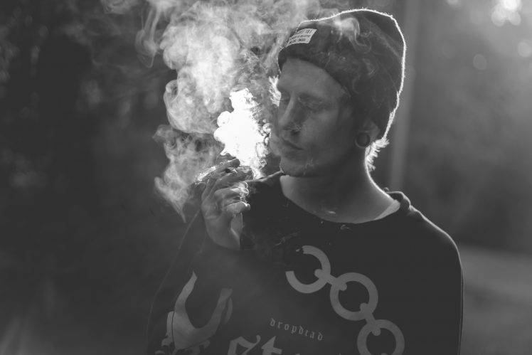 smoke, Blurred, Monochrome, Cannabis, Joint HD Wallpaper Desktop Background