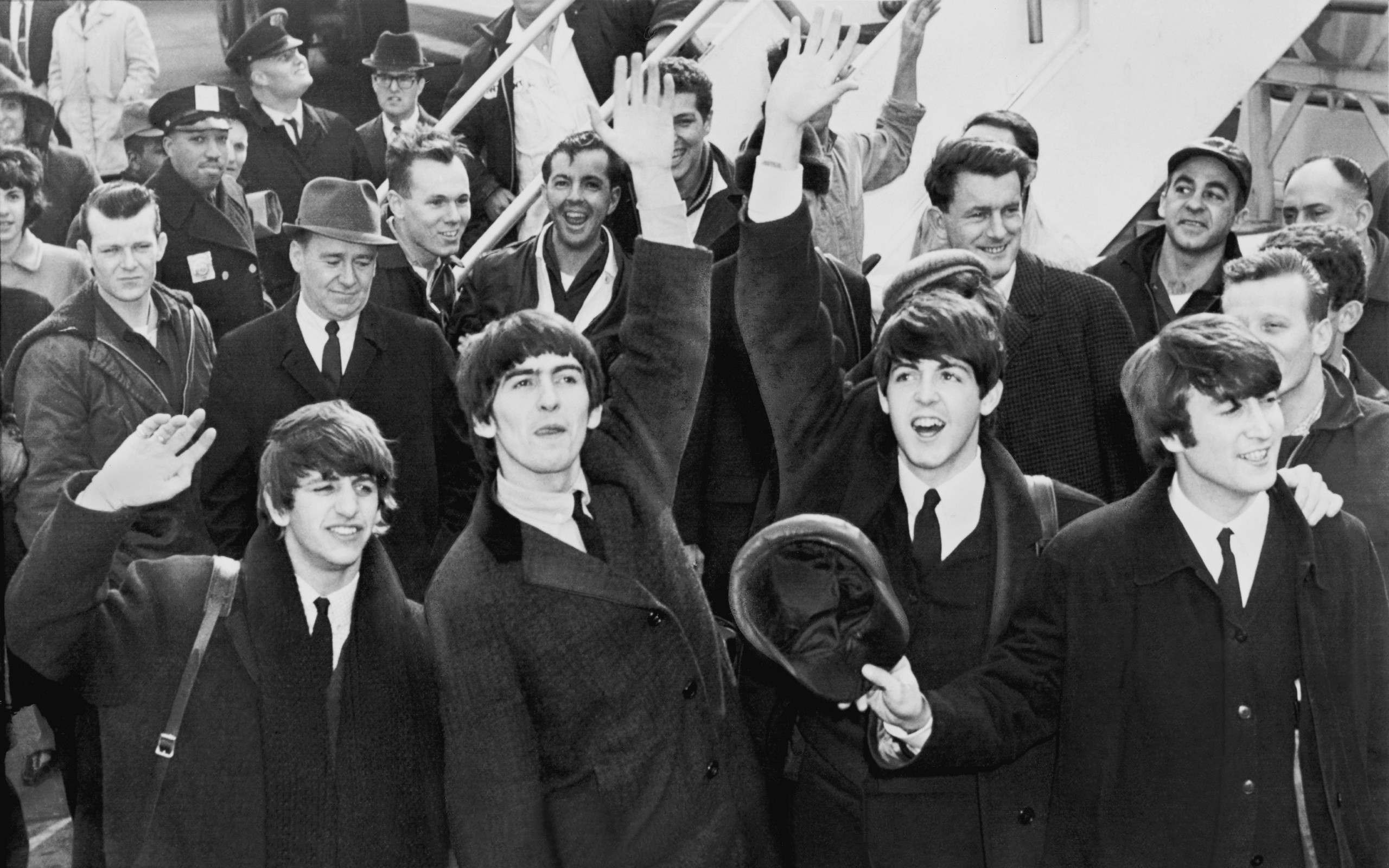 The Beatles, John Lennon, Ringo Starr, Paul McCartney, George Harrison, Monochrome Wallpaper