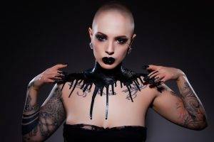 women, Model, Gothic, Spooky, Shaved Heads, Tattoo