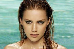 Amber Heard, Women, Brunette, Wet Hair