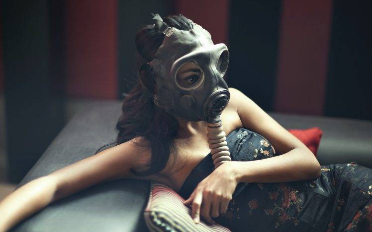 women, Gas Masks, Model HD Wallpaper Desktop Background