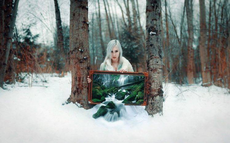 winter, Snow, Women, Digital Art HD Wallpaper Desktop Background