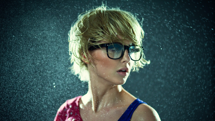 blonde, Looking Away, Glasses, Women, Rain HD Wallpaper Desktop Background