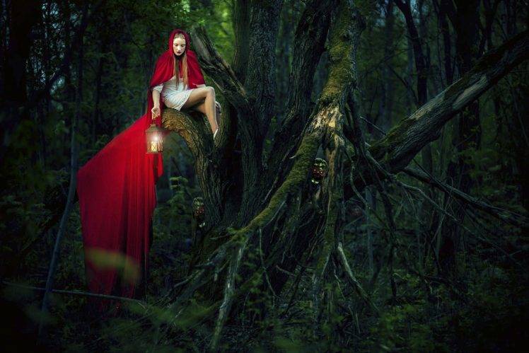 women, Lantern, Little Red Riding Hood HD Wallpaper Desktop Background
