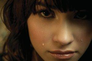 women, Closeup, Tears, Brunette, Demi Lovato