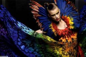 colorful, Model, Feathers, Fashion, Women