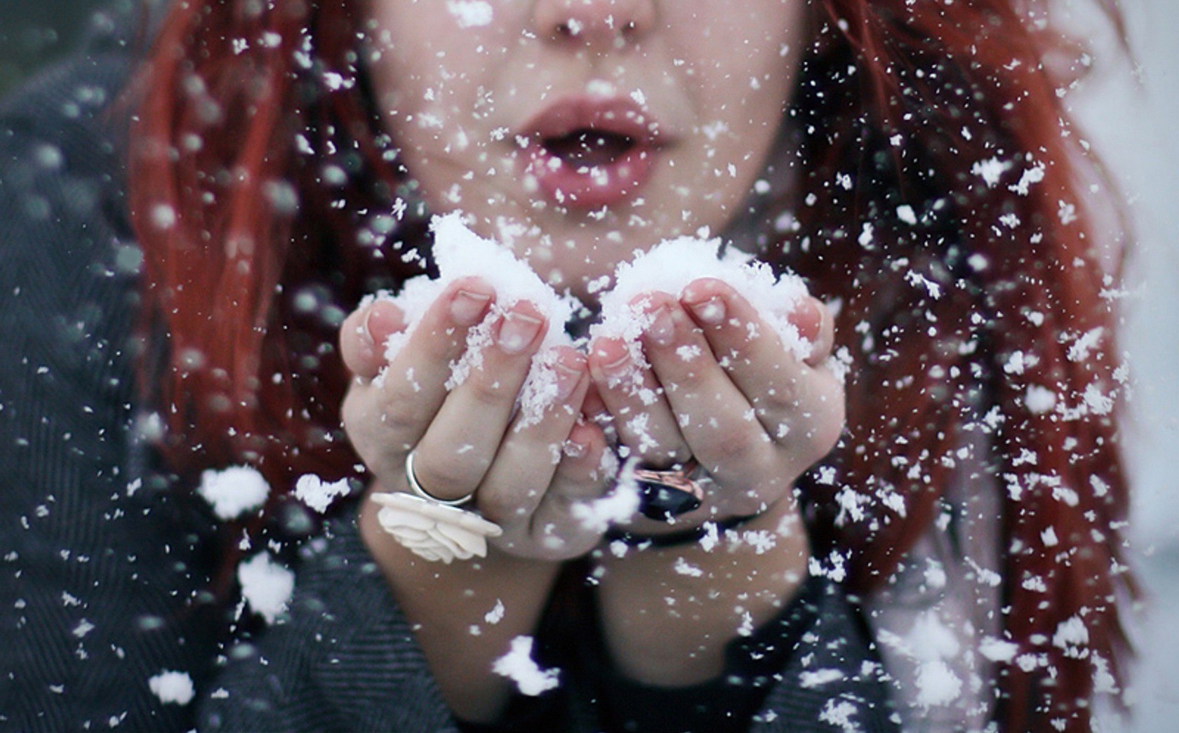 snow, Women, Redhead Wallpaper