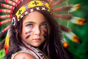 Indian, Face Paint, Children, Headdress