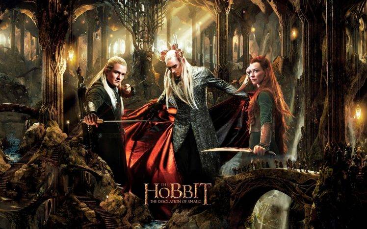 The Hobbit, Movies, Legolas, Evangeline Lilly, Orlando Bloom, Tauriel, The Hobbit: The Desolation Of Smaug, Lee Pace, Thranduil, Elves HD Wallpaper Desktop Background