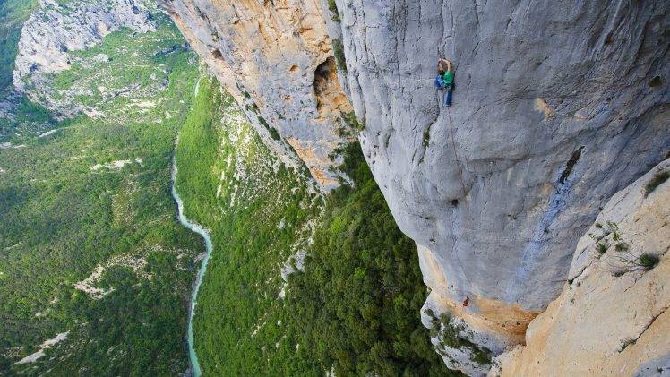 climbing women outdoors canyon rock climbing birds eye view heights HD Wallpaper Desktop Background