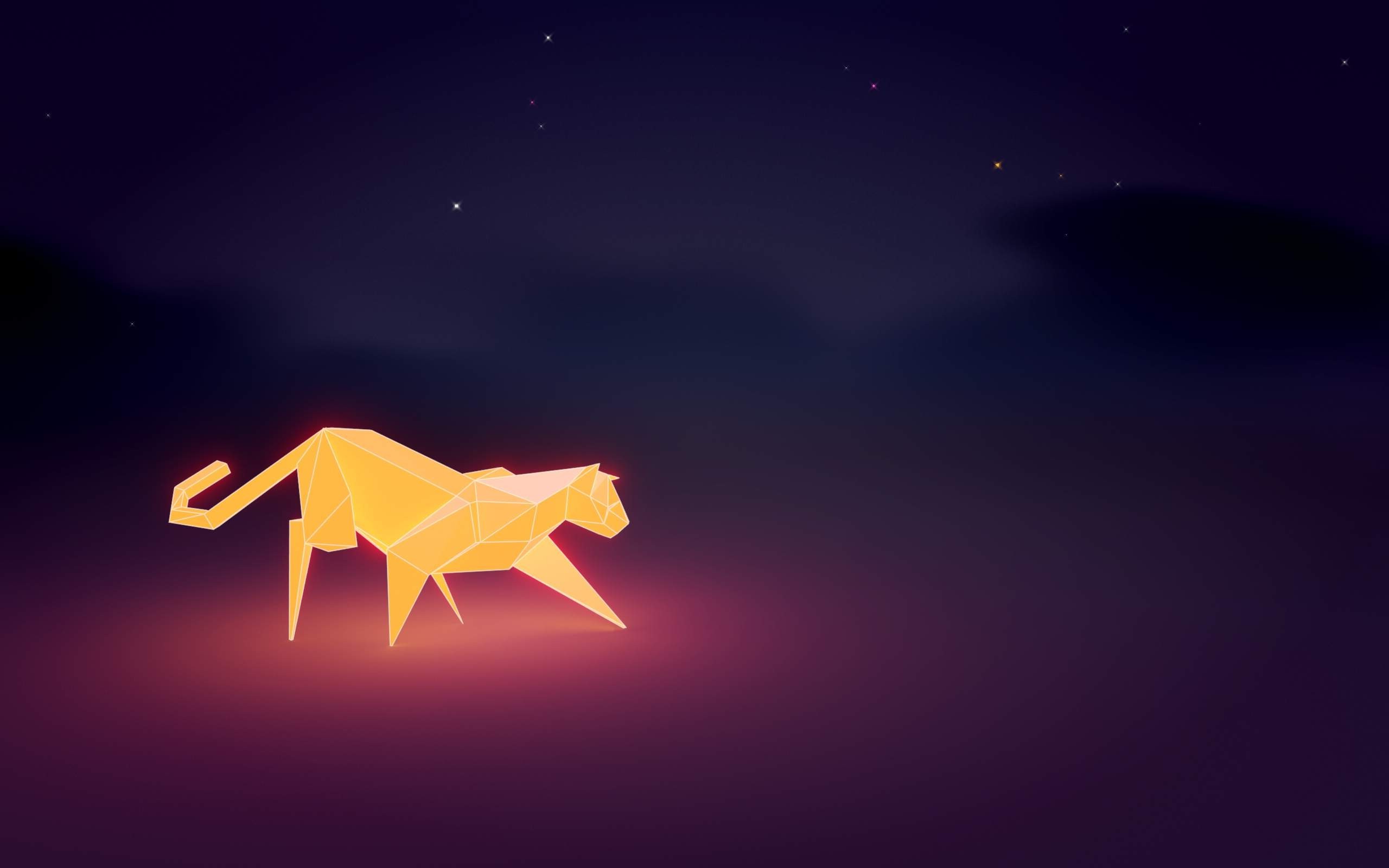 cat low poly poly night Wallpaper