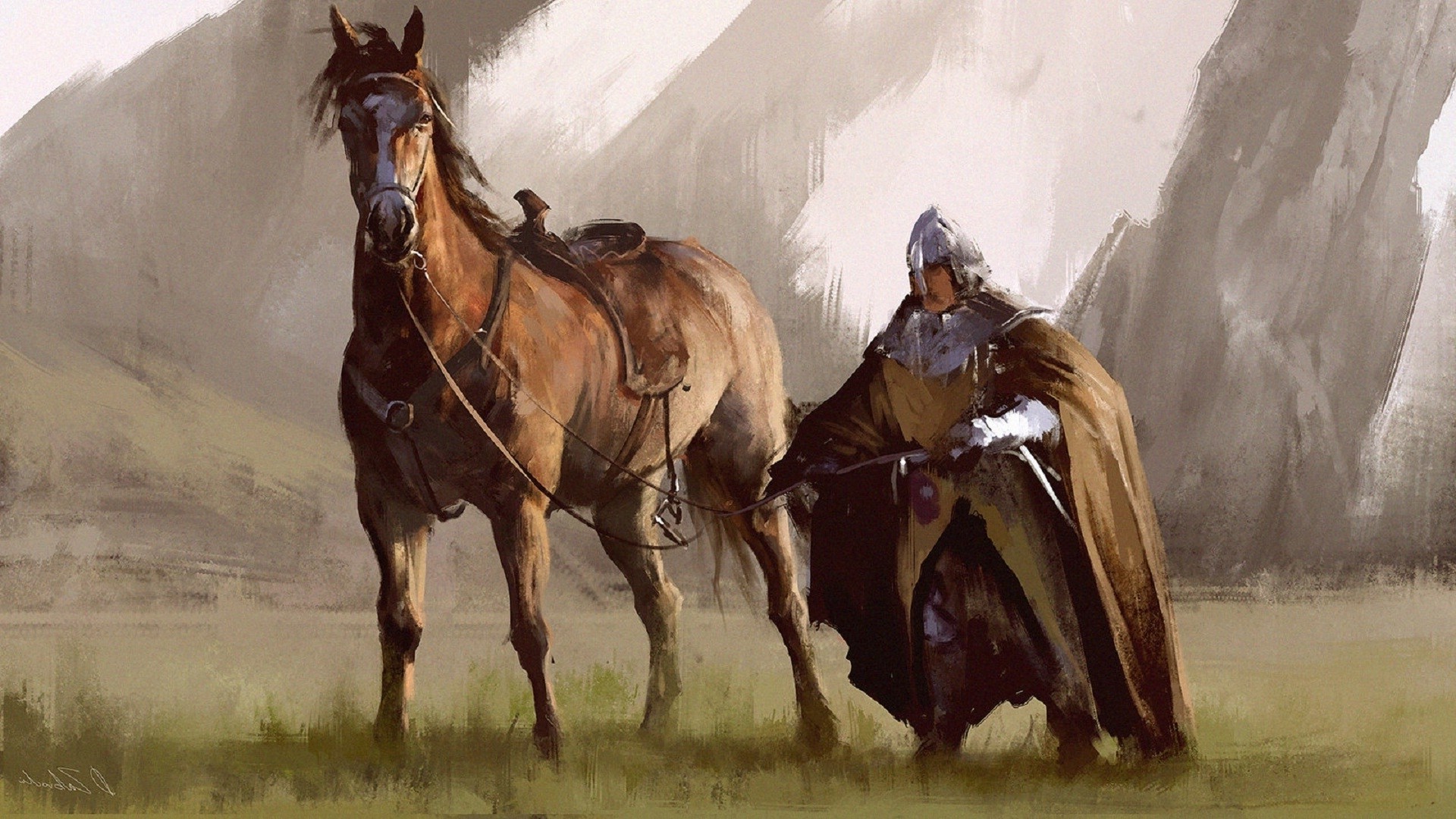 artwork horse knight knights warrior Wallpaper