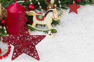 new year snow horse decorations stars candles christmas ornaments