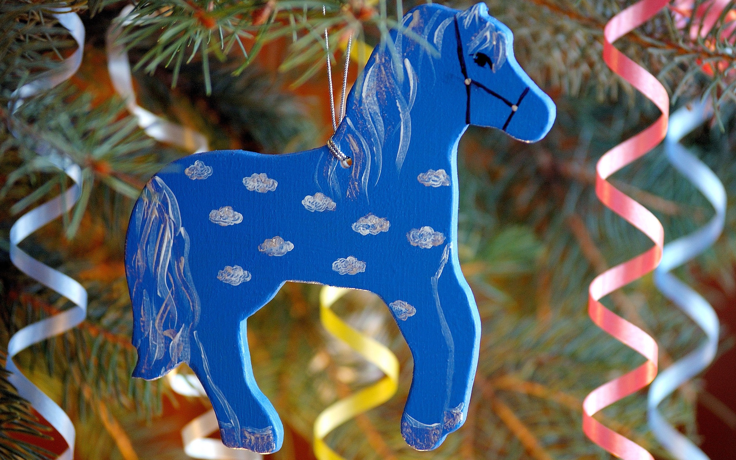 new year snow horse decorations ribbon Wallpaper