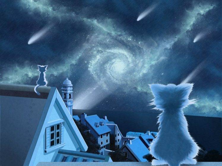 cat nebula rooftops space HD Wallpaper Desktop Background