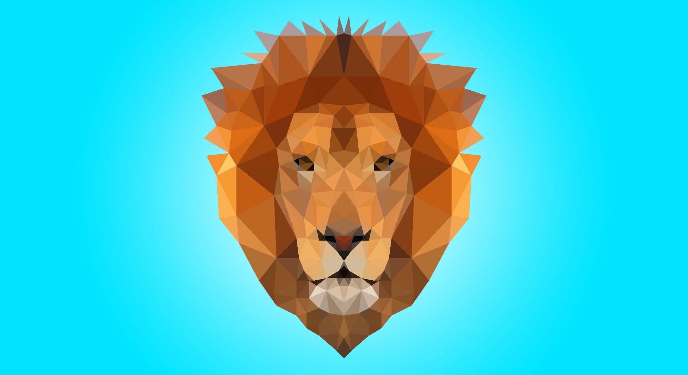lion low poly blue brown beast character triangle Wallpaper