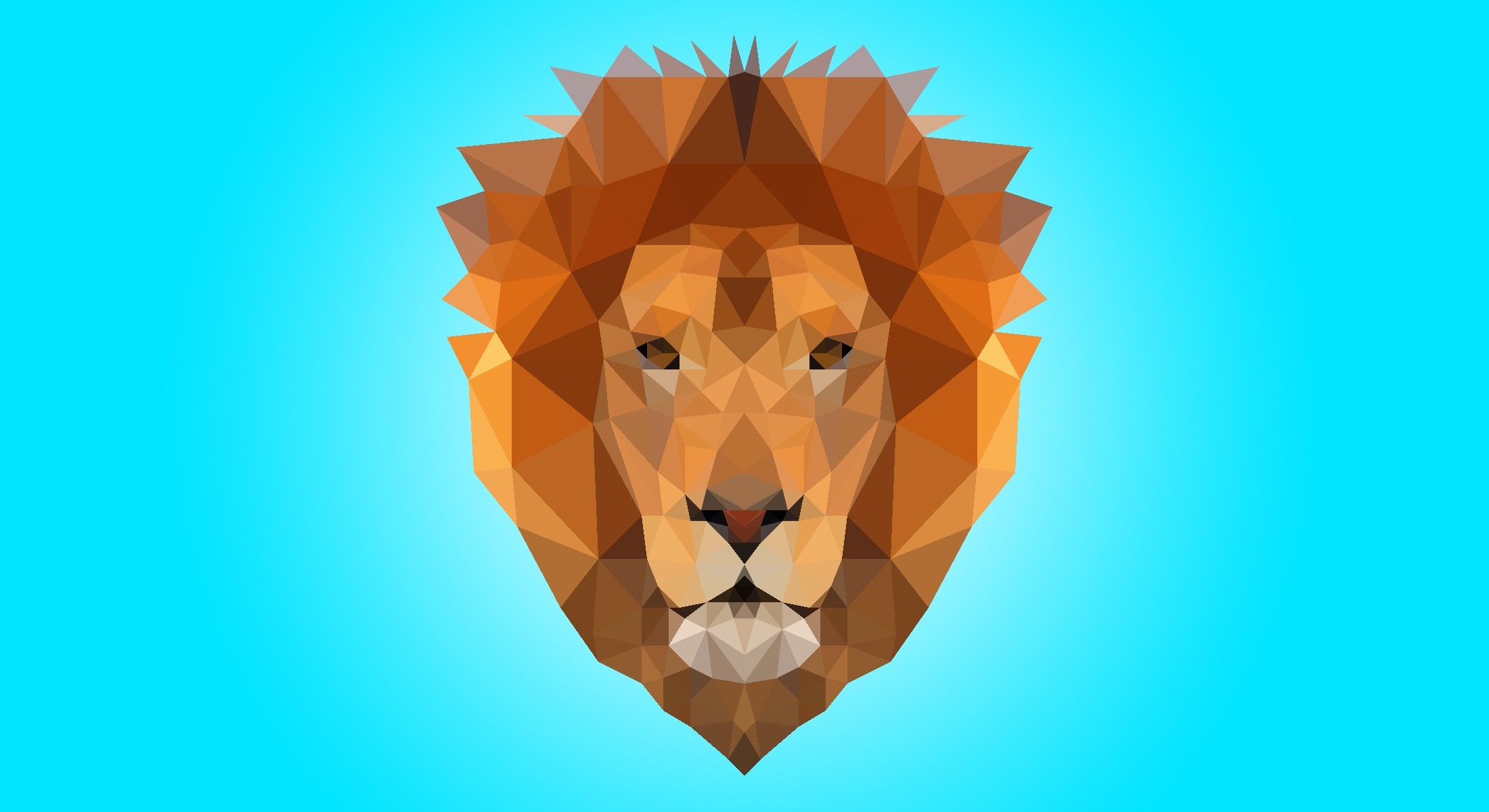 lion low poly blue brown beast character triangle Wallpaper