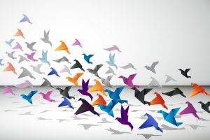 paper birds minimalism origami paper cranes