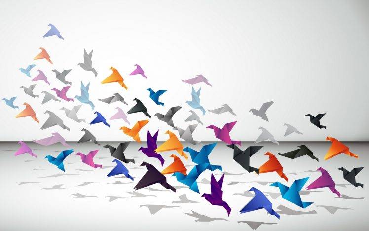 paper birds minimalism origami paper cranes HD Wallpaper Desktop Background