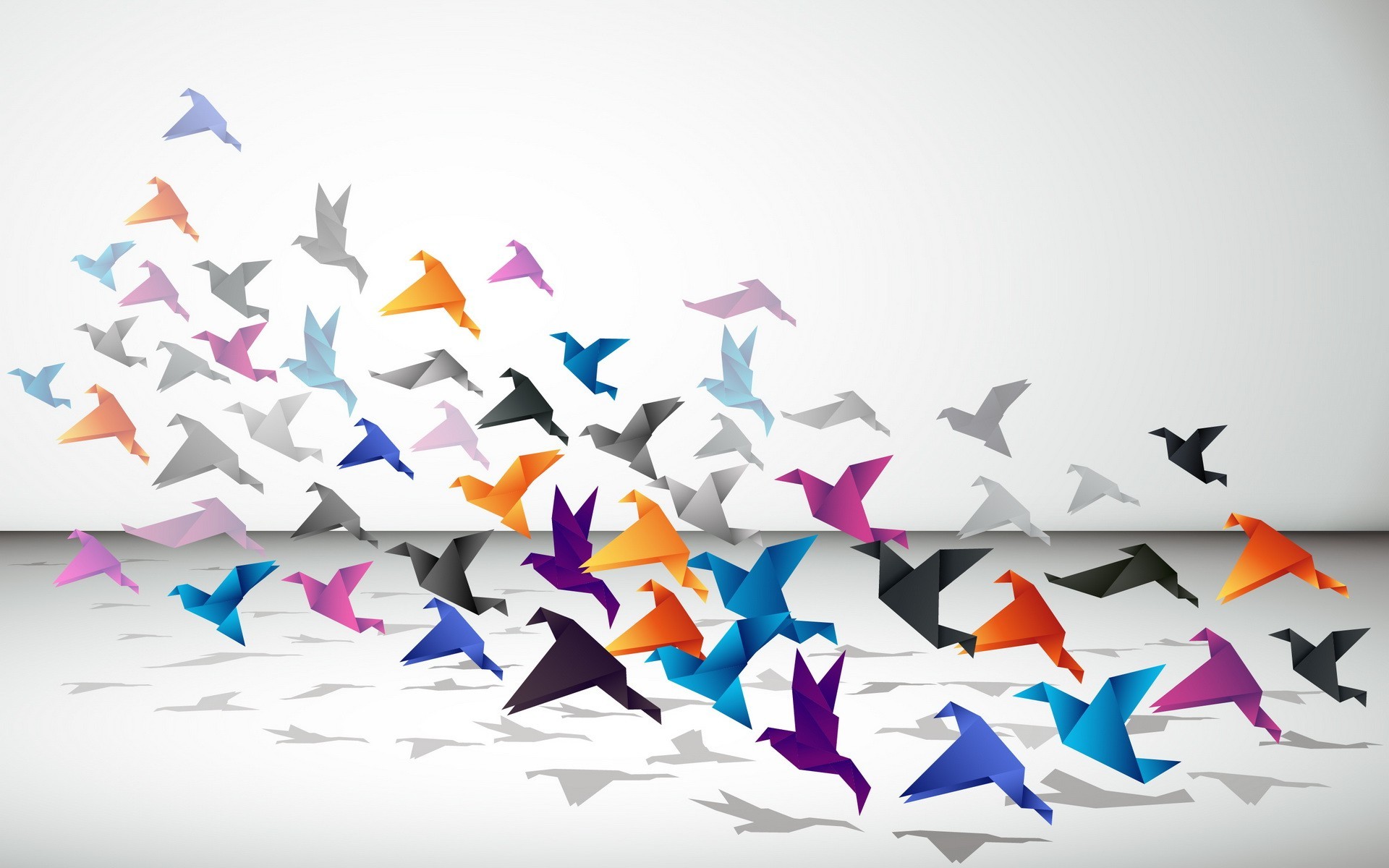 paper birds minimalism origami paper cranes Wallpaper