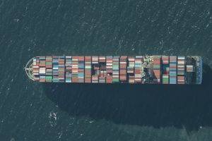 ship cargo shadow sea birds eye view
