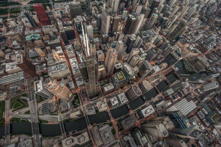 city cityscape chicago usa skyscraper birds eye view building HD Wallpaper Desktop Background
