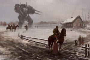 mech science fiction horse robot snow poland
